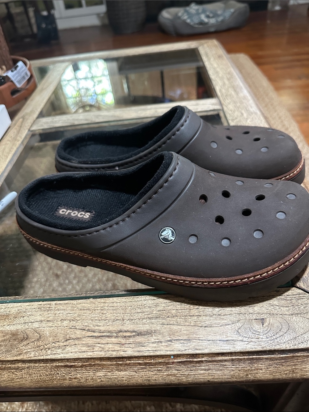 CROCS Men's Classic Clog Mule in Dark Brown